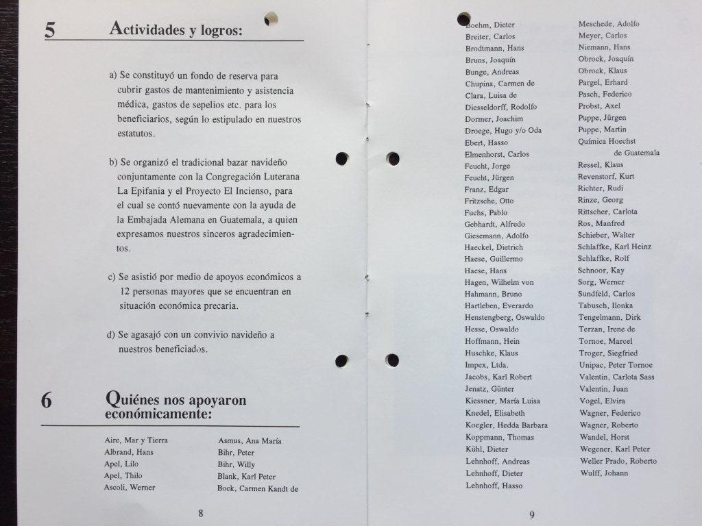 Actividades y apoyos 1992